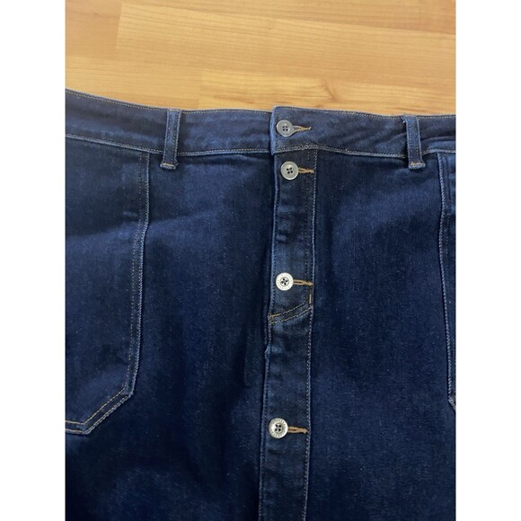 Universal Standard Denim Skirt Size L (22-24) Blue Zip /Button Front New w/ Tags - Picture 2 of 11